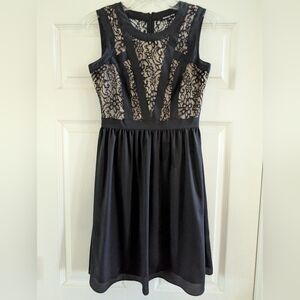 Gianni Bini Black and Cream Lace Midi Dress